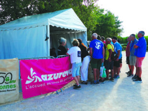 Stand d'accueil de la pétanque 2026 de Générations Mouvement à Argelès-sur-Mer